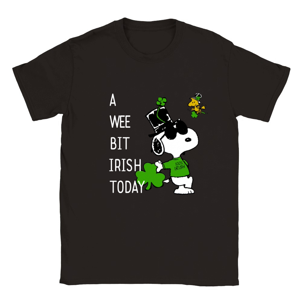 Snoopy A Wee Bit Irish Today Shamrock St. Patrick’s Day shirt Classic Kids Crewneck T-shirt