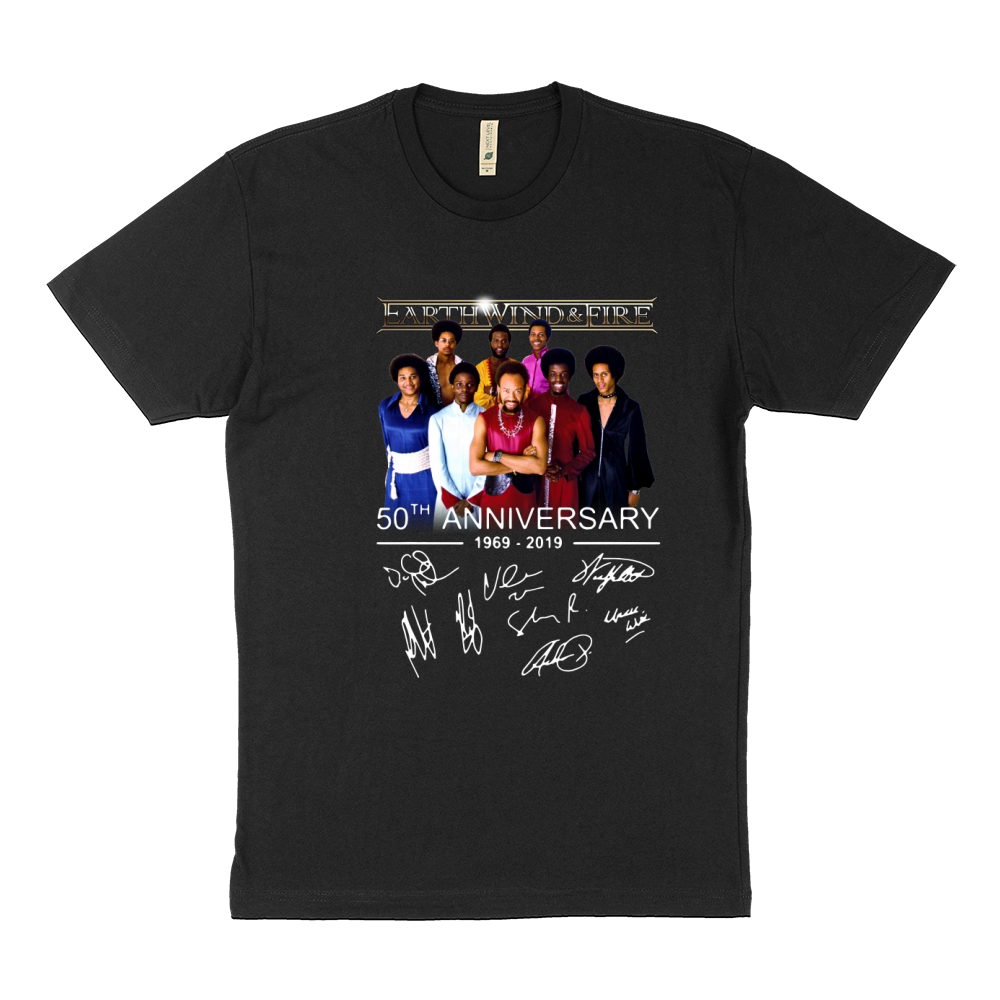 Earth Wind & Fire 50th anniversary 1969 2019 signatures shirt Sustainable T-Shirt