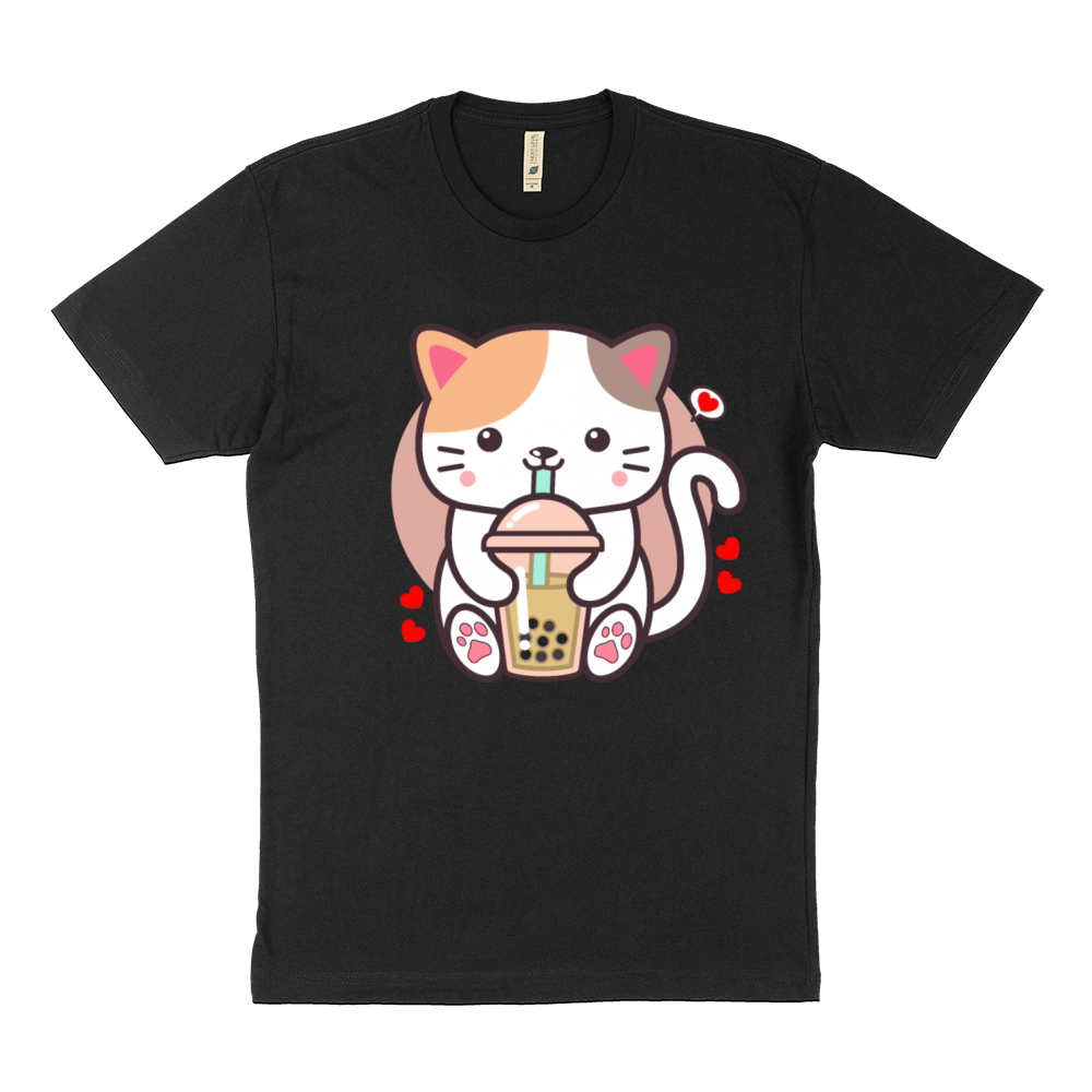 Cute Cat Boba Tea Bubble Tea Anime Japanese Neko Sustainable T-Shirt