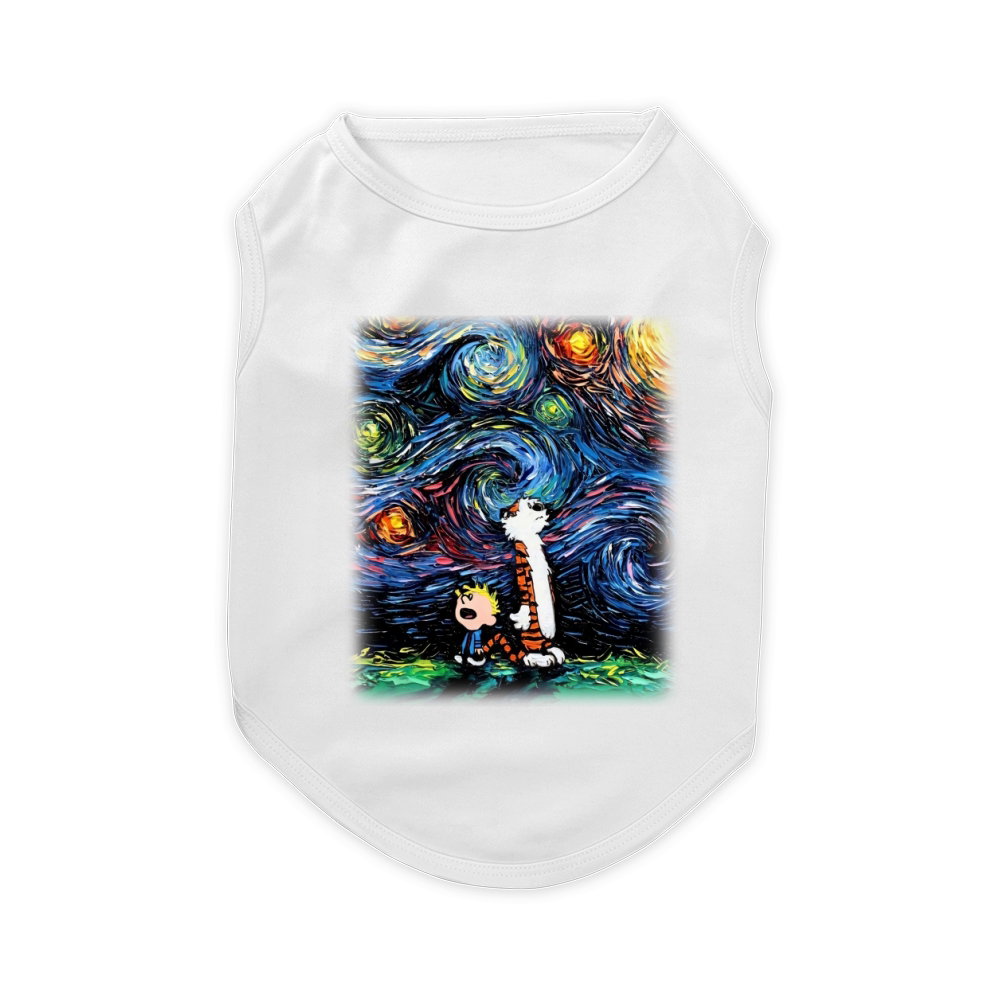 calvin and hobbes starry night t shirt T-Shirt Pet T-Shirt