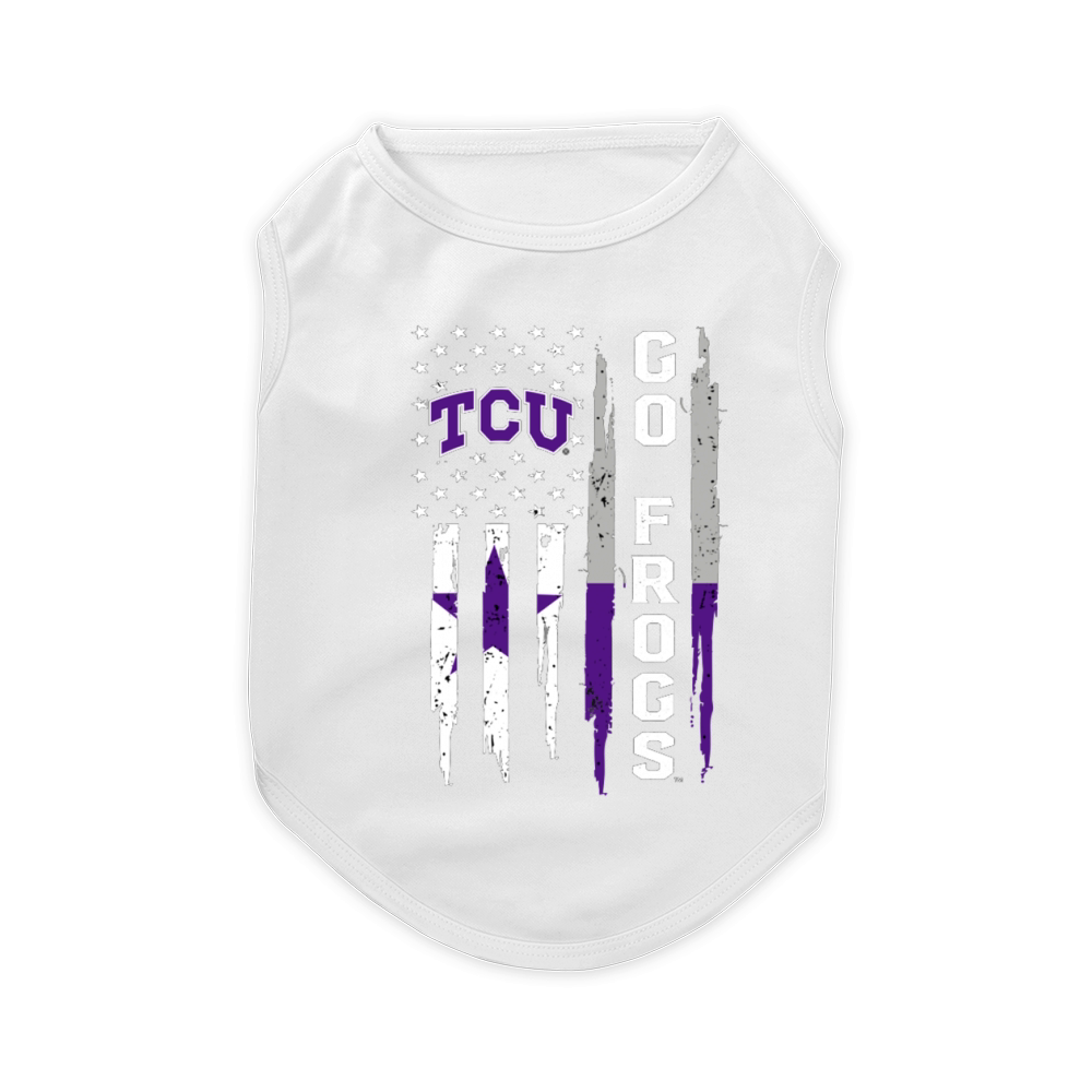 Go TCU Horned Frogs American Flag Pet T-Shirt