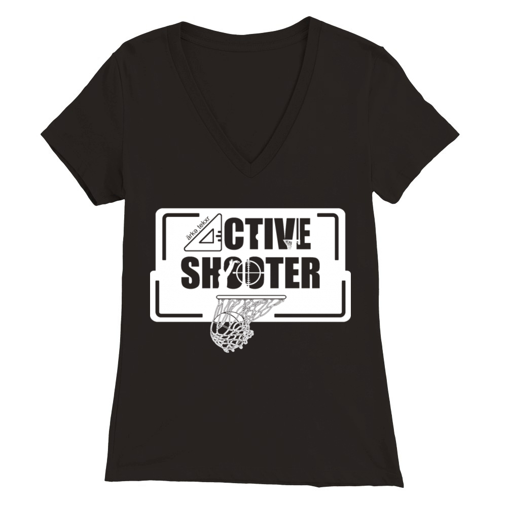 SPORTS - Basketball - Active Shooter White Premium Womens V-Neck T-shirt