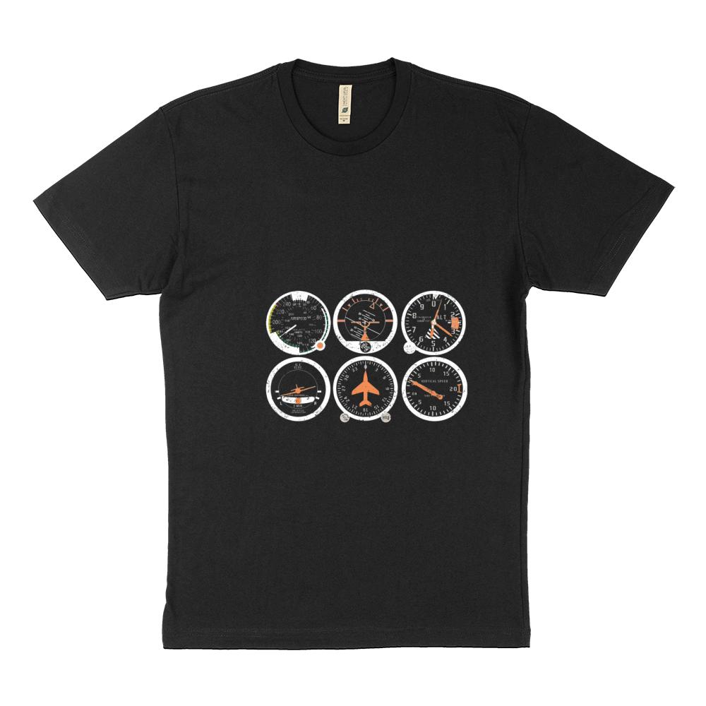 BASIC SIX FLIGHT INSTRUMENTS VINTAGE PILOTS Sustainable T-Shirt