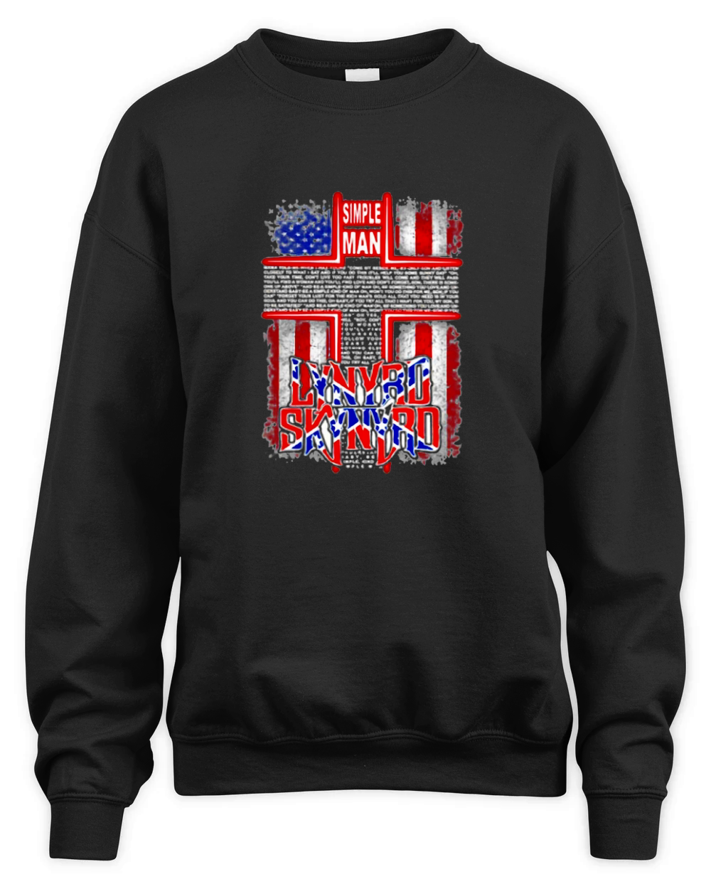 Cross Jesus Simple man lyrics Lynyrd Skynyrd American flag shirt Unisex Premium Crewneck Sweatshirt