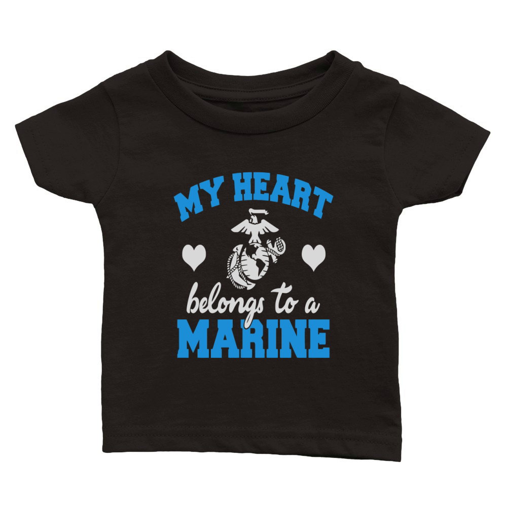 my heart belongs to a marine marine Classic Baby Crewneck T-shirt