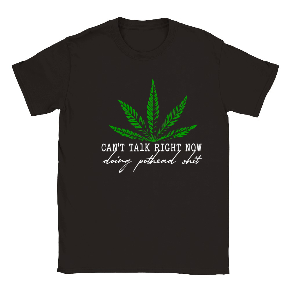 Can't Talk Right Now Doing Pothead Funny Marijuana Classic Kids Crewneck T-shirt