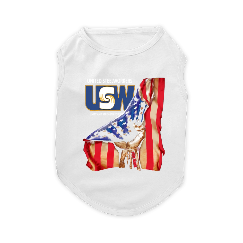 United steelworkers american flag your name shirt Pet T-Shirt