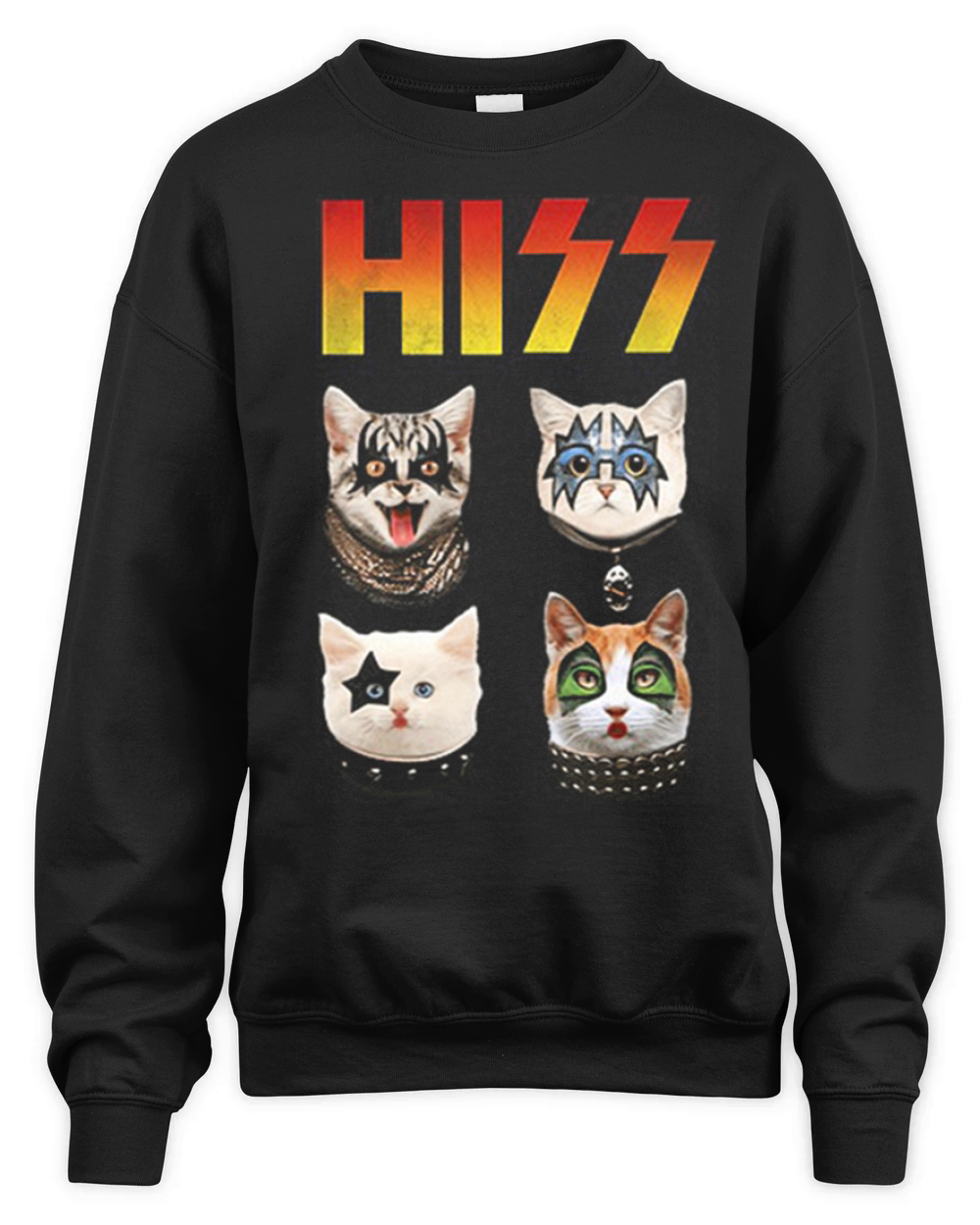 Hiss Rock Band Kiss Cat Unisex Premium Crewneck Sweatshirt