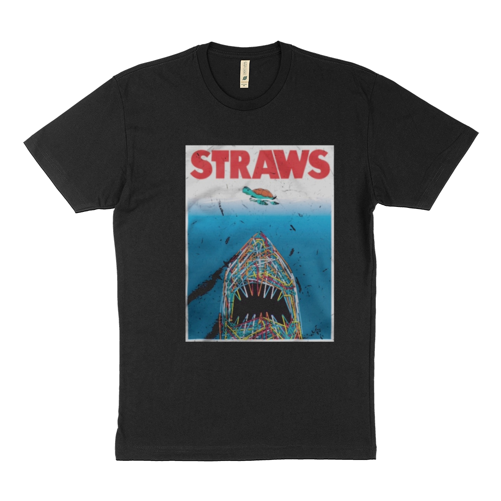 Straws  Jaws Shark And Turles Sustainable T-Shirt