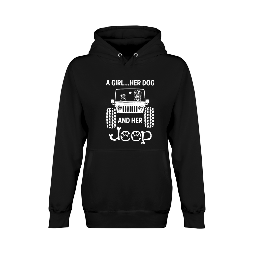A GIRL HER DOG AND HER JEEP Unisex Premium Pullover Hoodie