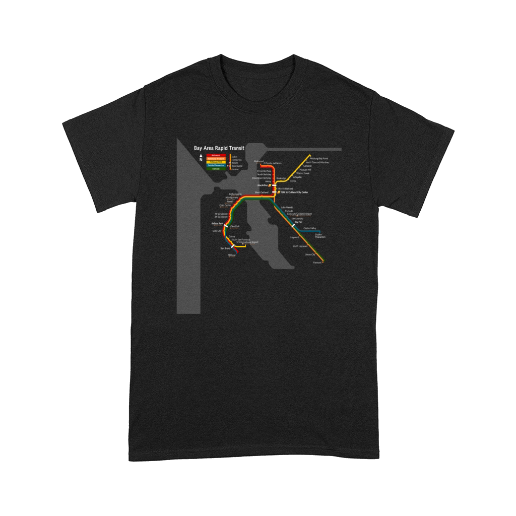 San Francisco T-Shirt BART Bay Area Transit Metro Map Tee Comfort T-shirt