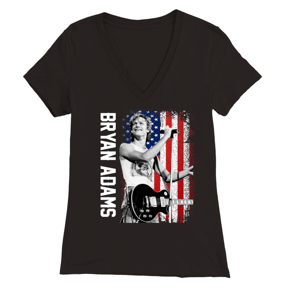 Discover Cool Bryan Adams American Flag Premium Womens V-Neck T-shirt