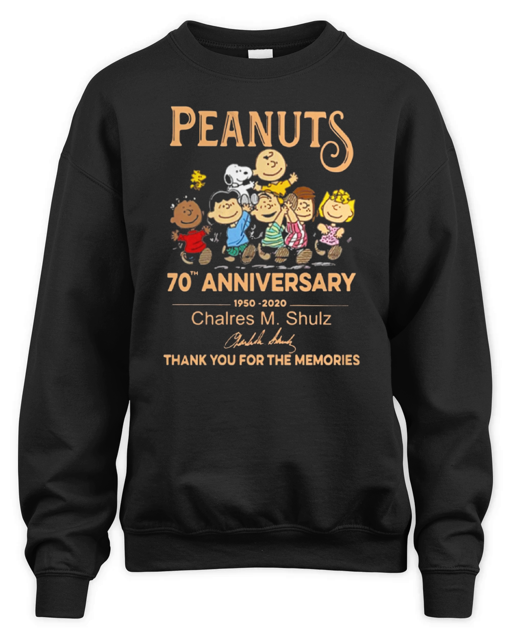 Peanuts Snoopy 70th Anniversary thank you for the memories signature Unisex Premium Crewneck Sweatshirt