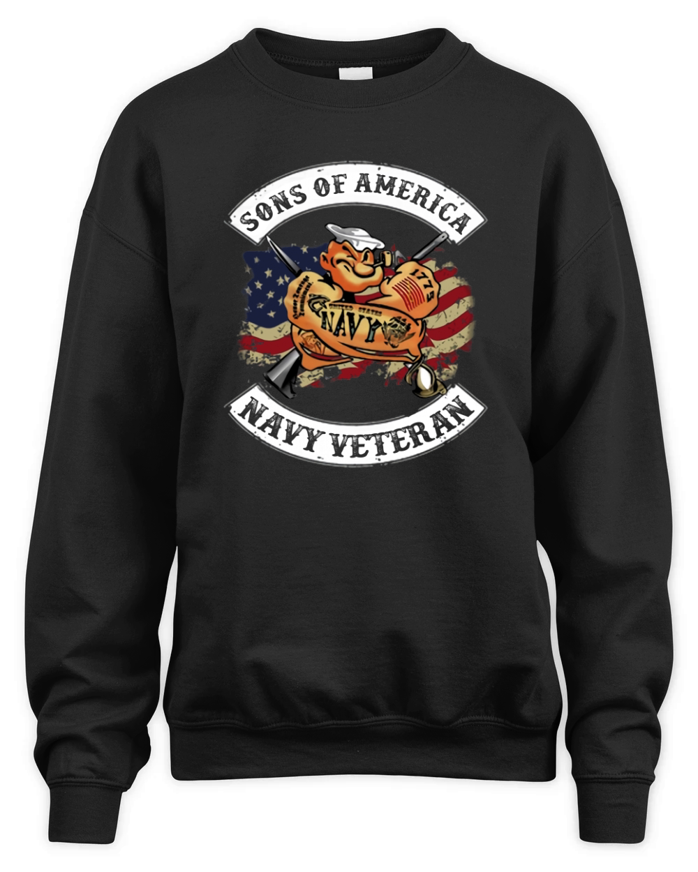 Popeye Sailor Man Son Of American Flag Navy Veteran shirt Unisex Premium Crewneck Sweatshirt