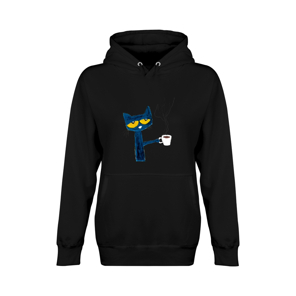 Pete the Cat with Coffee Unisex Premium Pullover Hoodie