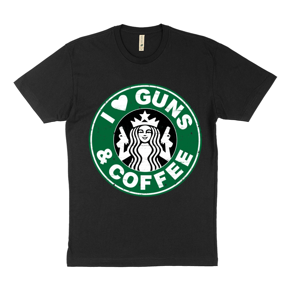 I Love Guns And Coffee Sustainable T-Shirt
