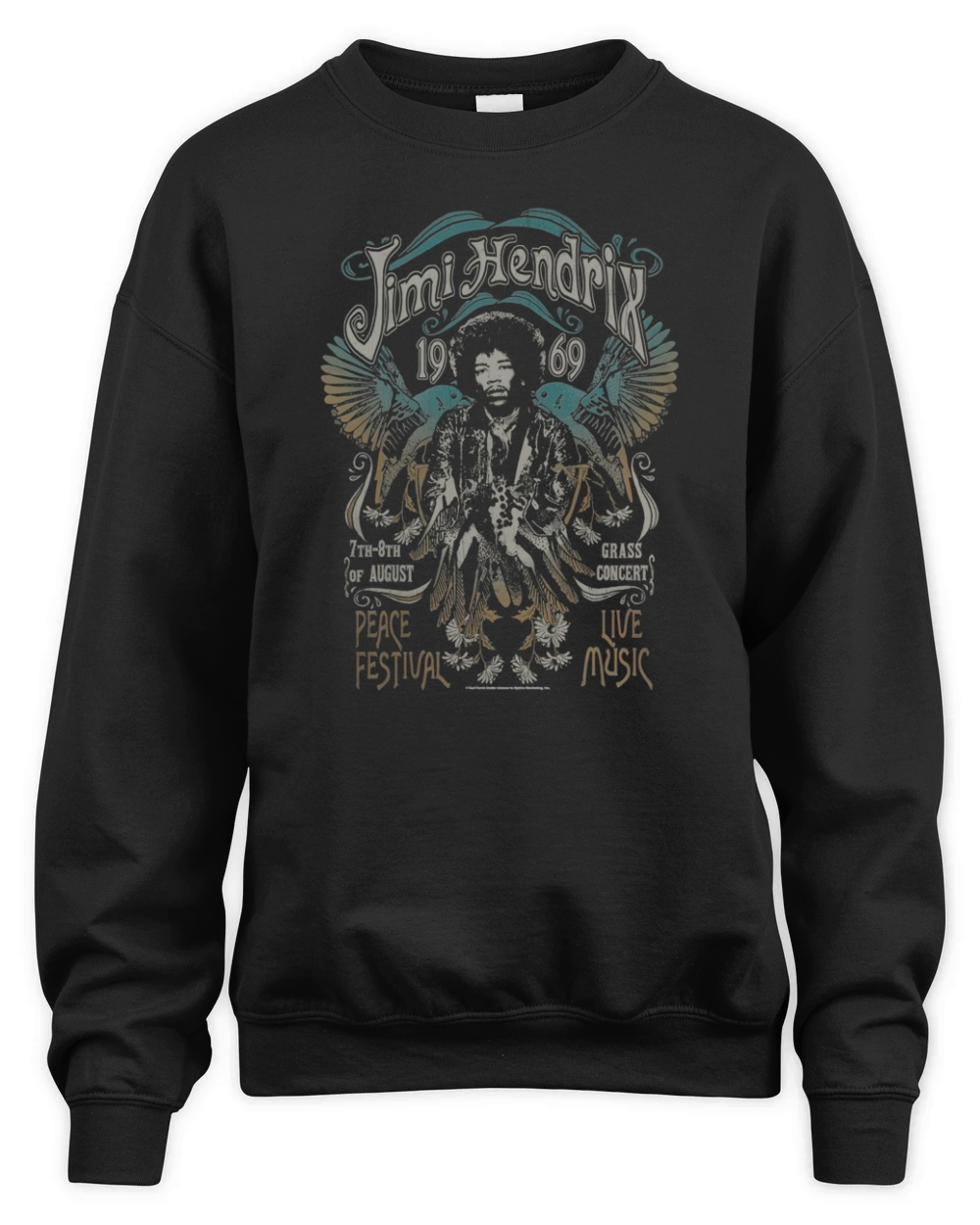 Jimi Hendrix Peace Festival Winged Guitar Poster T-Shirt Unisex Premium Crewneck Sweatshirt