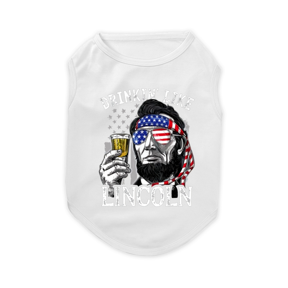 Drinking Like Abraham Lincoln President With Sunglass American Flag shirt Pet T-Shirt
