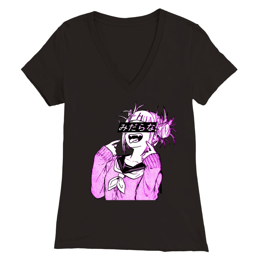 LEWD (PINK) - Sad Japanese Anime Aesthetic - T Shirt Premium Womens V-Neck T-shirt