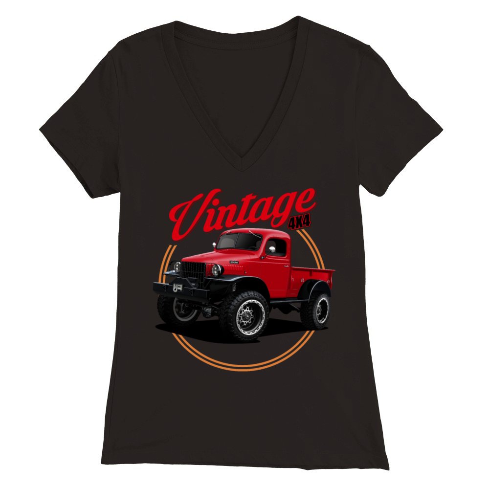 Vintage Wagon Premium Womens V-Neck T-shirt