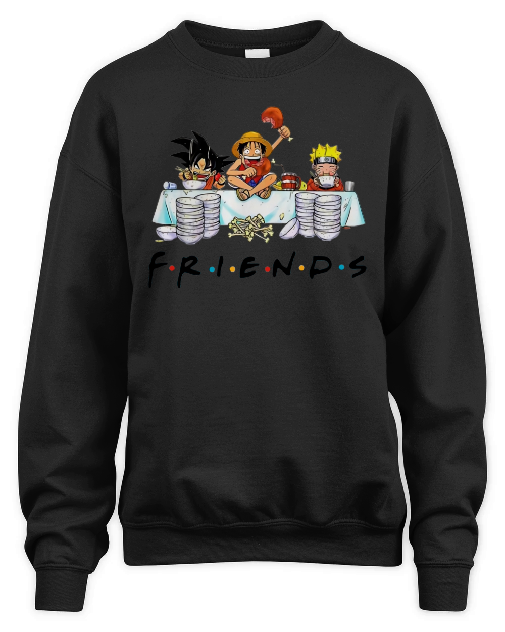 Friends Son Goku Naruto Luffy Unisex Premium Crewneck Sweatshirt