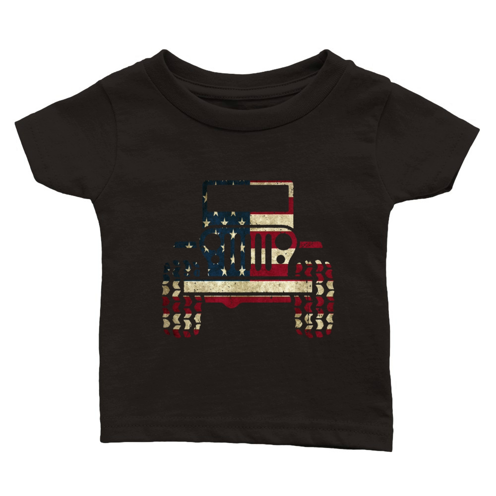 American Flag Jeep Classic Baby Crewneck T-shirt