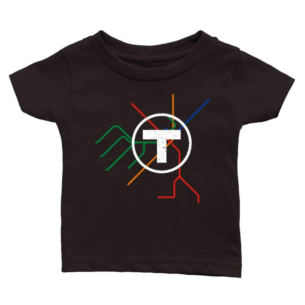 Boston T Subway Map Vintage Mbta Classic Baby Crewneck T-shirt
