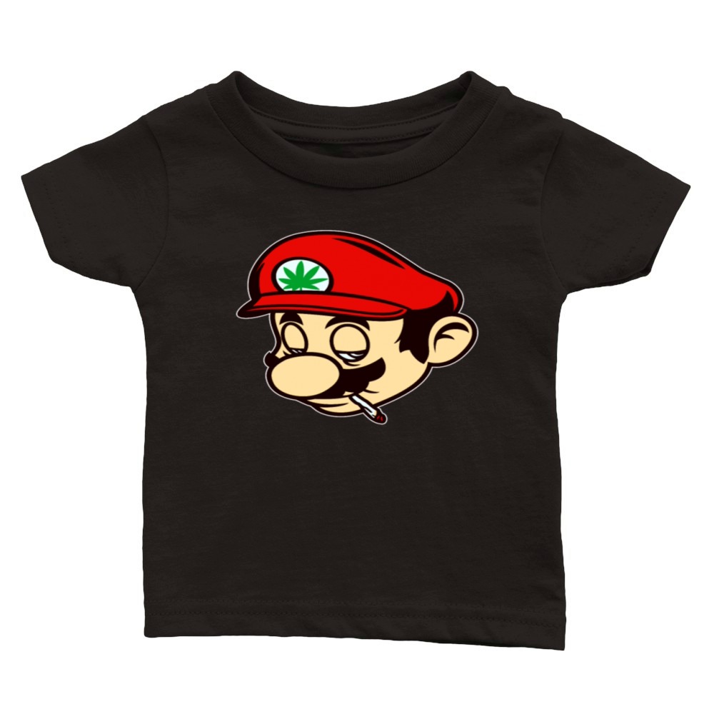 MARIO SMOKING MARIJUANA WEED Mario Classic Baby Crewneck T-shirt