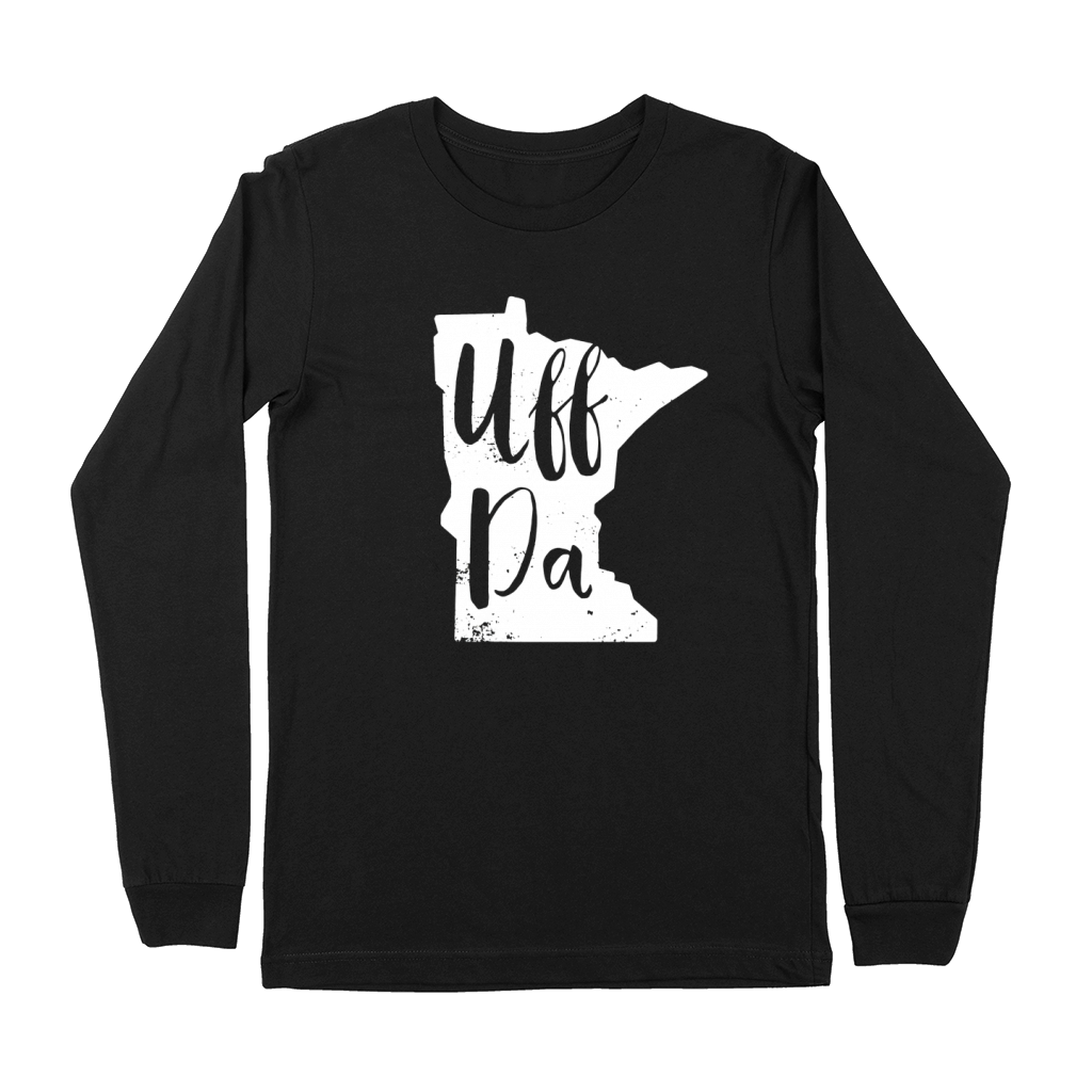 Uff Da Minnesota Map Funny Distressed T-Shirt Premium Long Sleeve