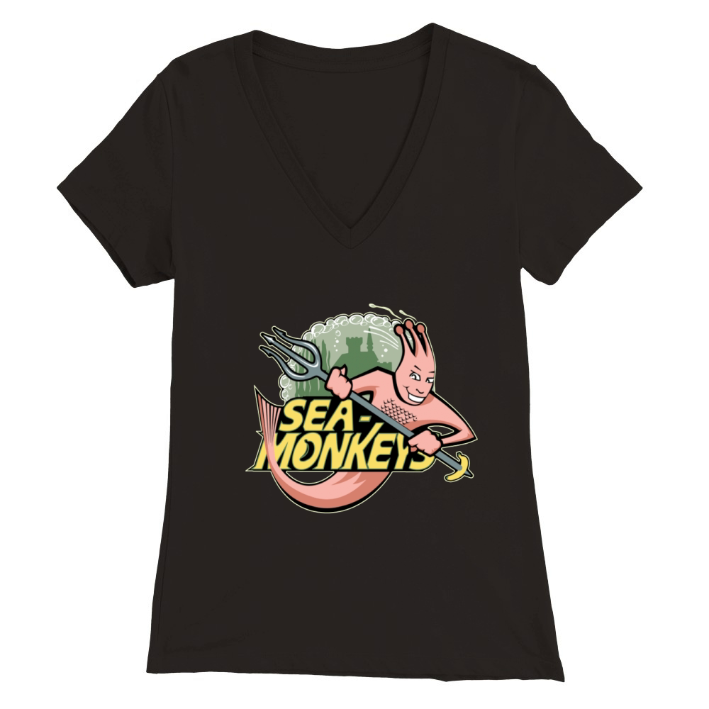 Sea Monkeys Sports Logo Funny Shirts Premium Womens V-Neck T-shirt