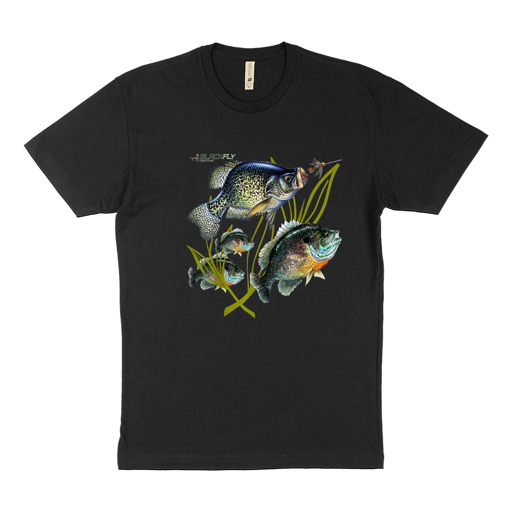 Black Fly Crappie Bluegill Fishing Panfish Flies Jig Sustainable T-Shirt