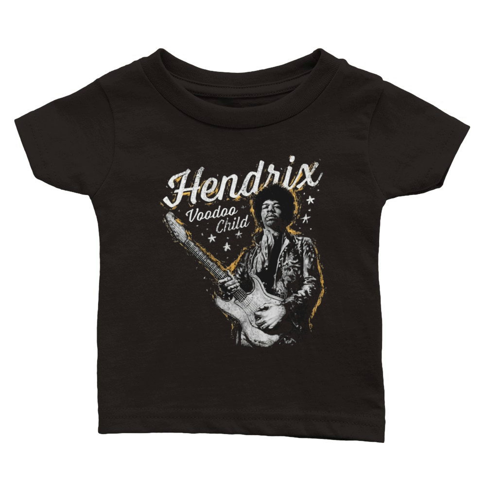 Jimi Hendrix Distressed Voodoo Child Vintage Graphic T-Shirt Classic Baby Crewneck T-shirt