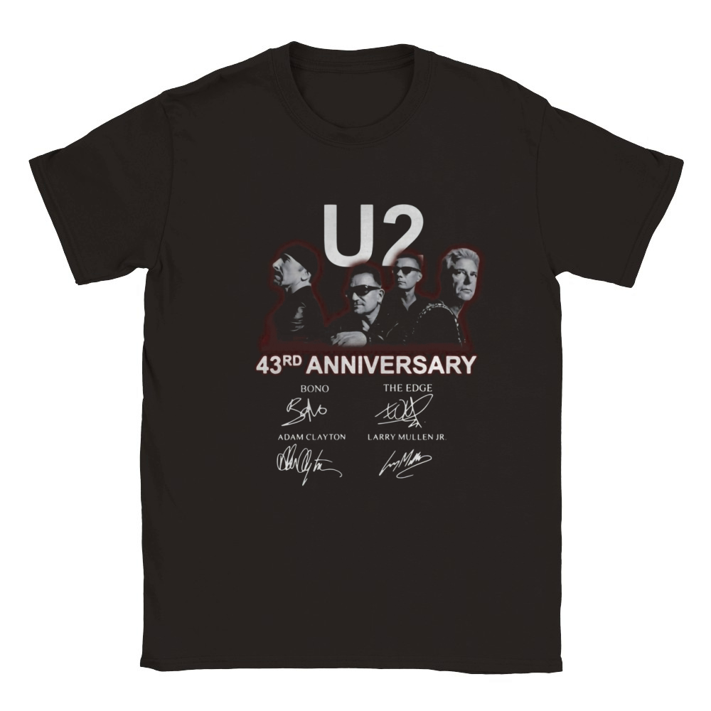 U2 43rd anniversary signatures Bono The Edge Adam Clayton shirt Classic Kids Crewneck T-shirt