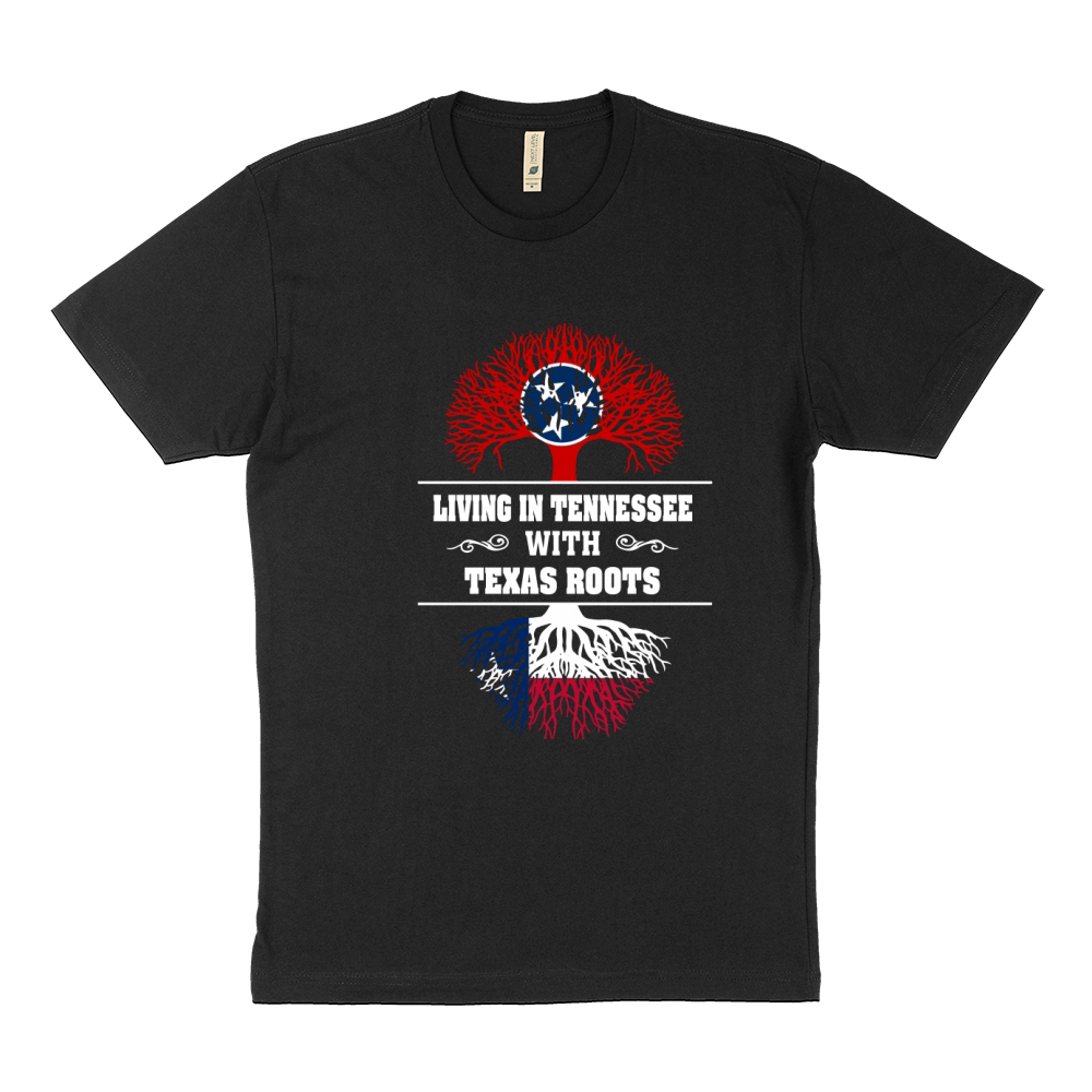 LIVING IN TENNESSEE WITH TEXAS ROOTS Sustainable T-Shirt