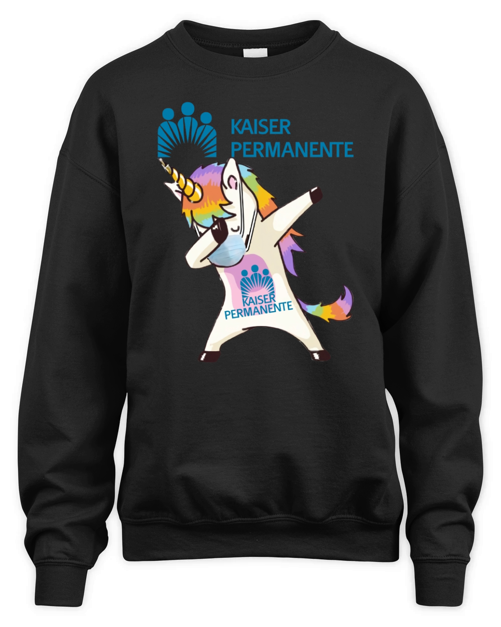 Unicorn mask dabbing kaiser permanente shirth Unisex Premium Crewneck Sweatshirt