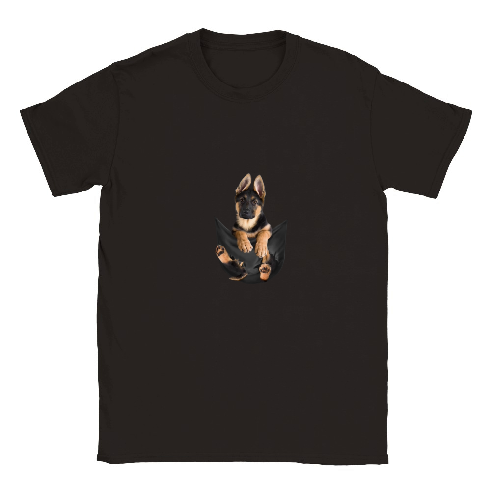 German Shepherd In Pocket Classic Kids Crewneck T-shirt