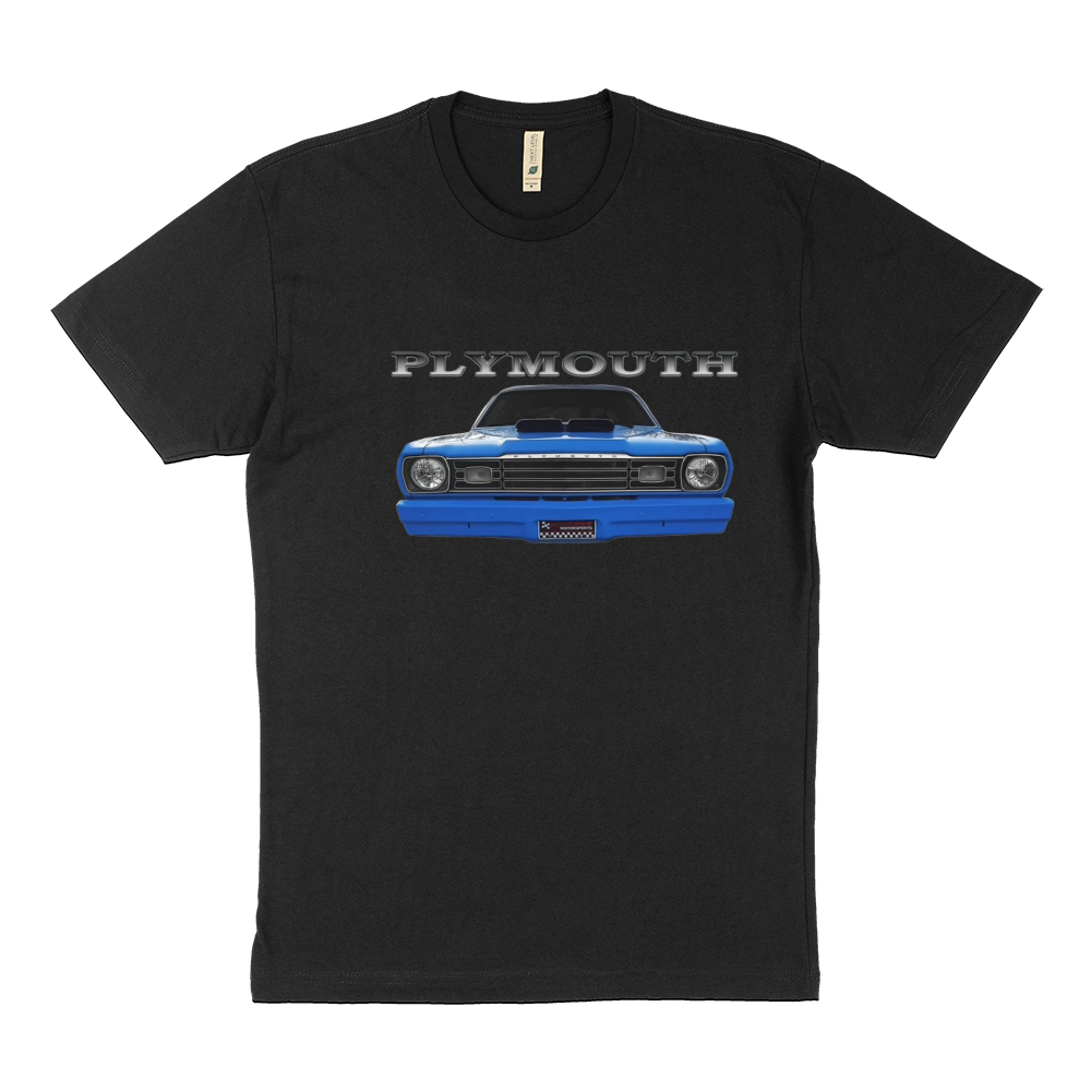 1973 Plymouth Duster Front Blue Sustainable T-Shirt