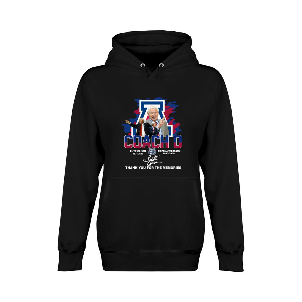 Coach O Lute Olson 1934 2020 Arizona Wildcats 1983 2008 Signature Unisex Premium Pullover Hoodie