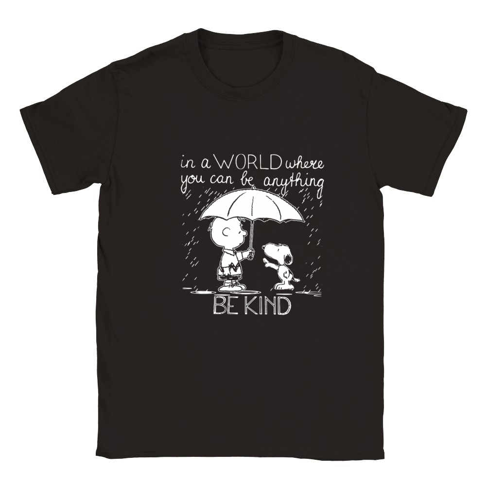 In A World Where You Can Be Anything Be Kind Snoopy And Charlie Brown Classic Kids Crewneck T-shirt