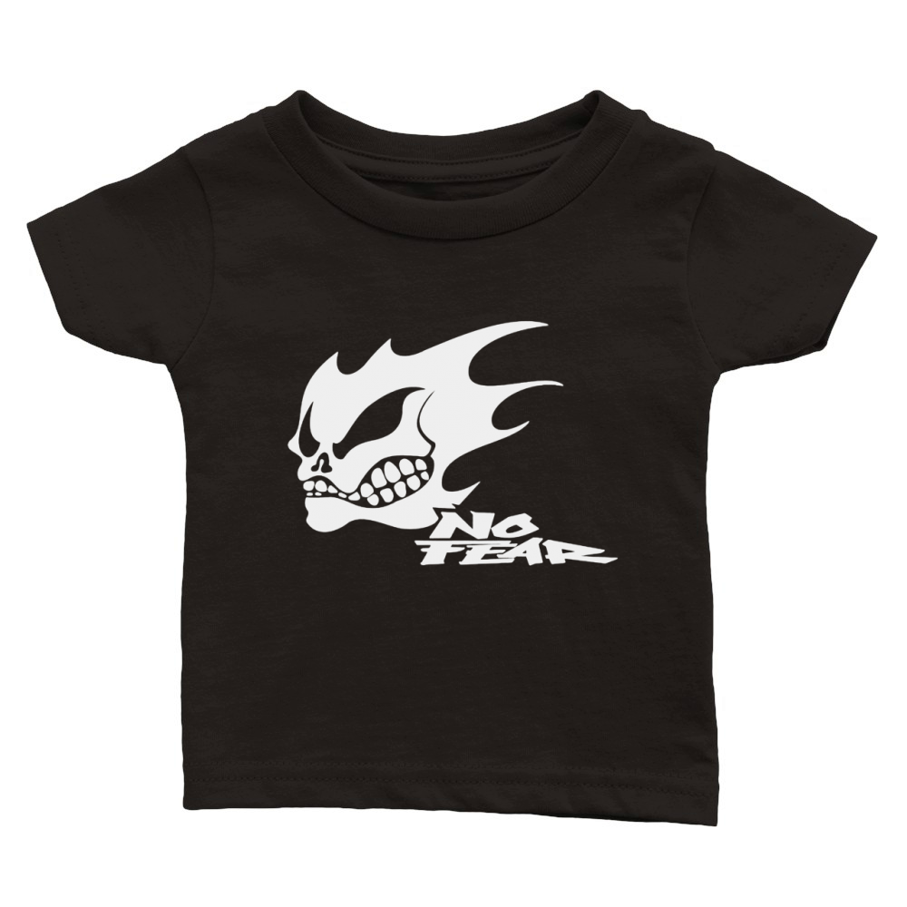 No Fear Flaming Skull T-Shirt Classic Baby Crewneck T-shirt