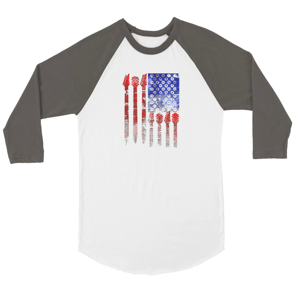 Country Music USA National day Flag Country Music Unisex ¾ sleeve Raglan T-shirt
