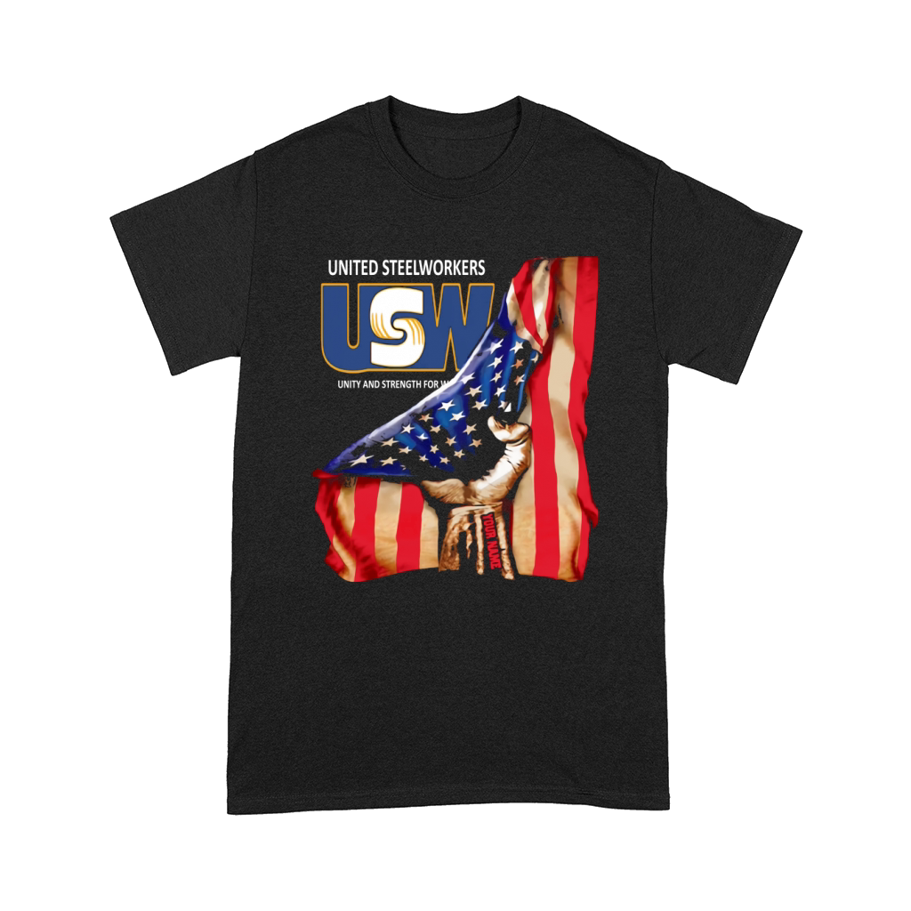United steelworkers american flag your name shirt Comfort T-shirt