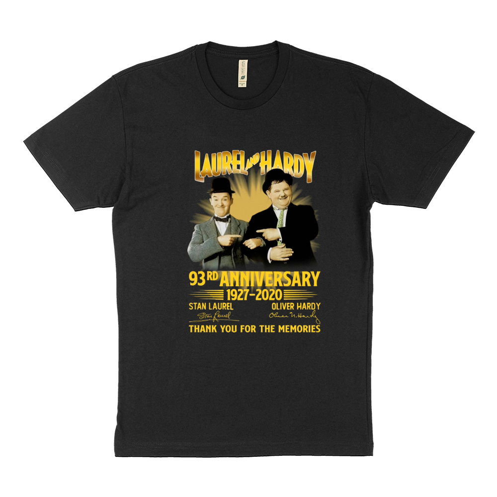 Laurel And Hardy 93rd Anniversary 19272020 Signatures Thank You For The Memories shirt Sustainable T-Shirt