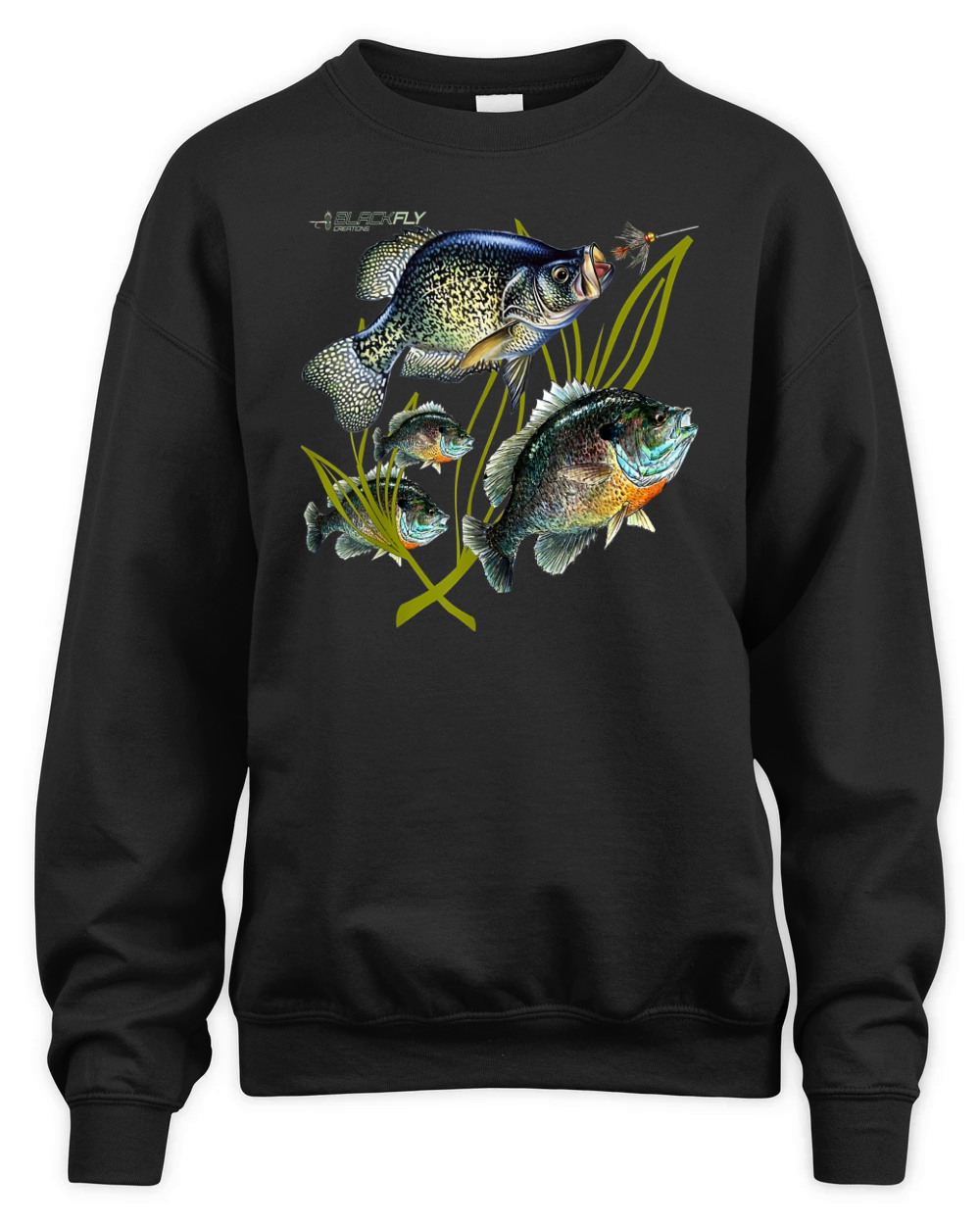 Black Fly Crappie Bluegill Fishing Panfish Flies Jig Unisex Premium  Crewneck Sweatshirt - Designed by Pravnkumar Gajera