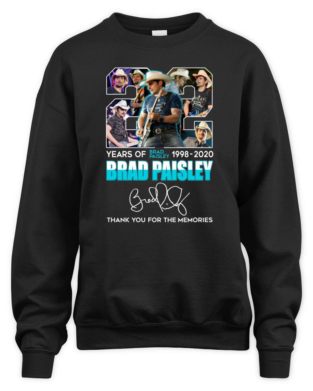 Brad Paisley 22 years of 1998 2020 thank you for the memories signature Unisex Premium Crewneck Sweatshirt