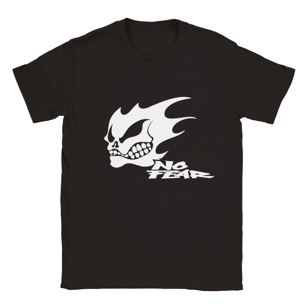 No Fear Flaming Skull T-Shirt Classic Kids Crewneck T-shirt