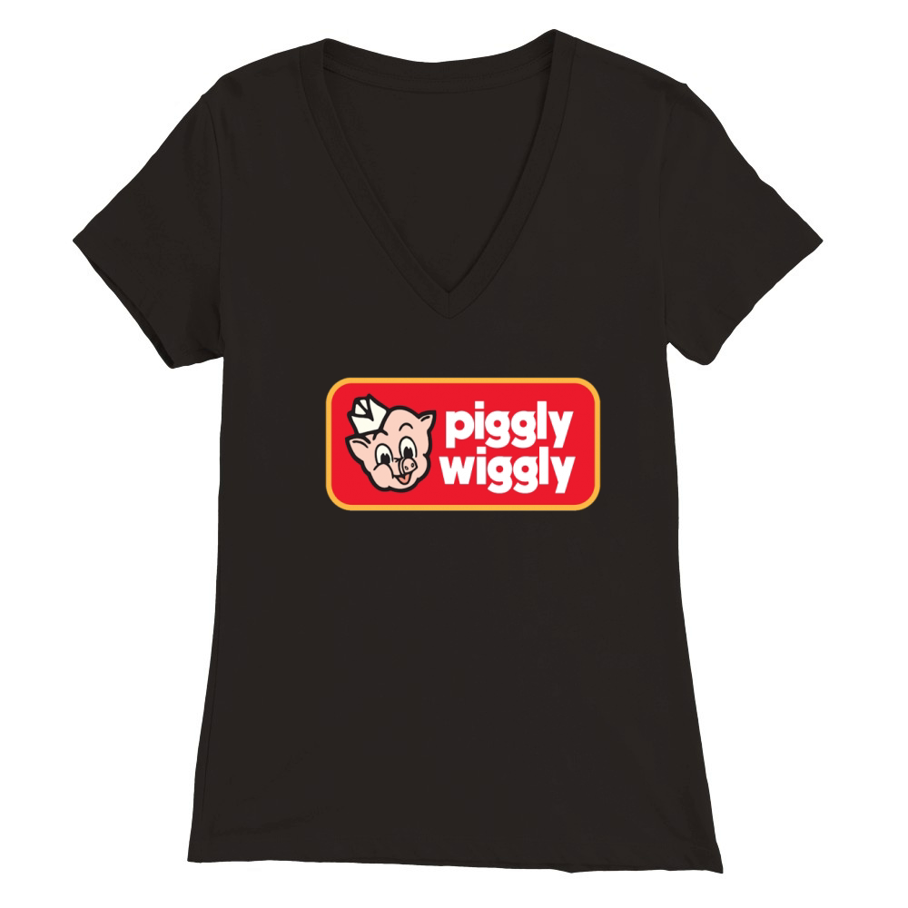 Cool Piggly Wiggly Logo Casual Premium Womens V-Neck T-shirt
