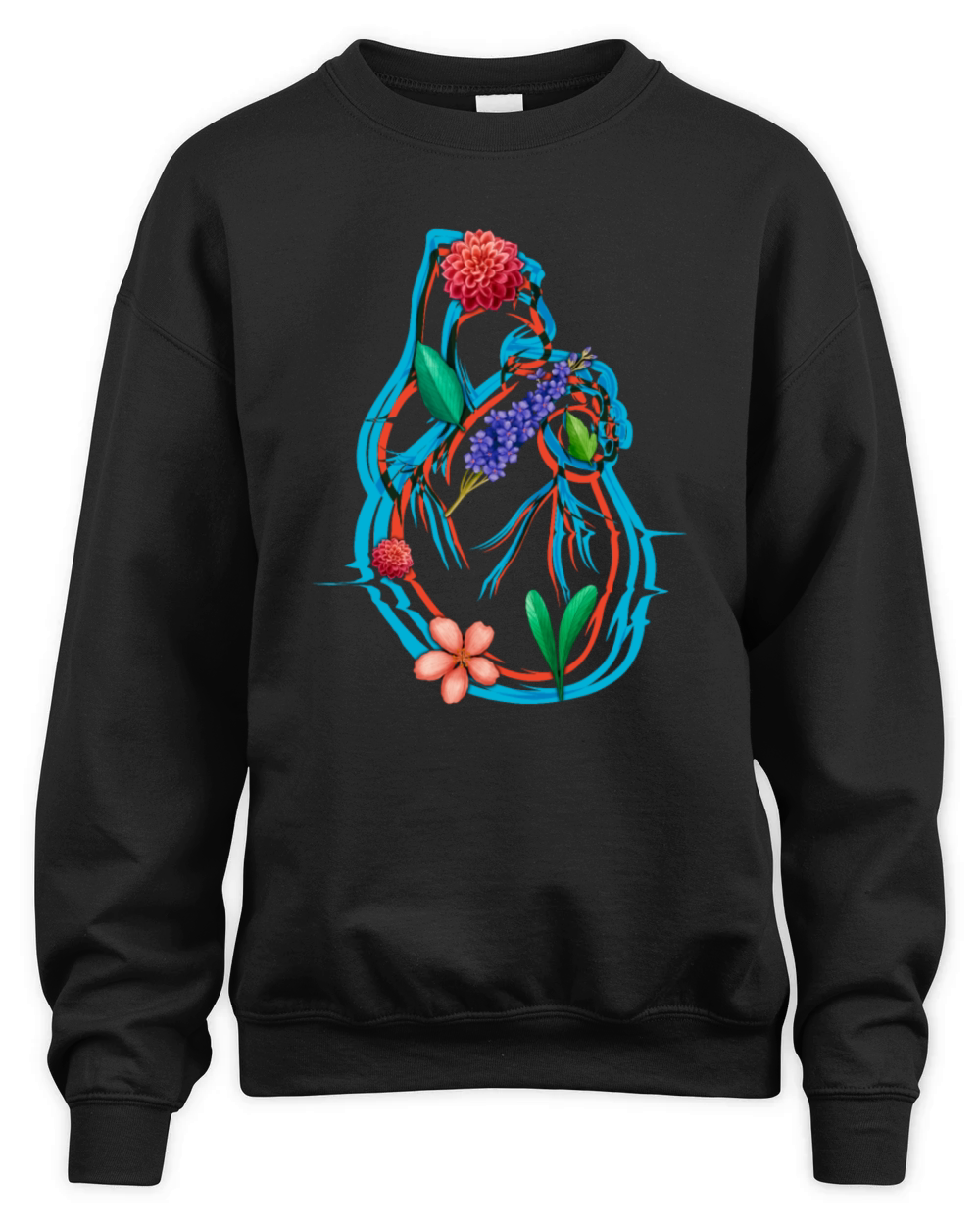 Anatomical Heart And Flowers Unisex Premium Crewneck Sweatshirt