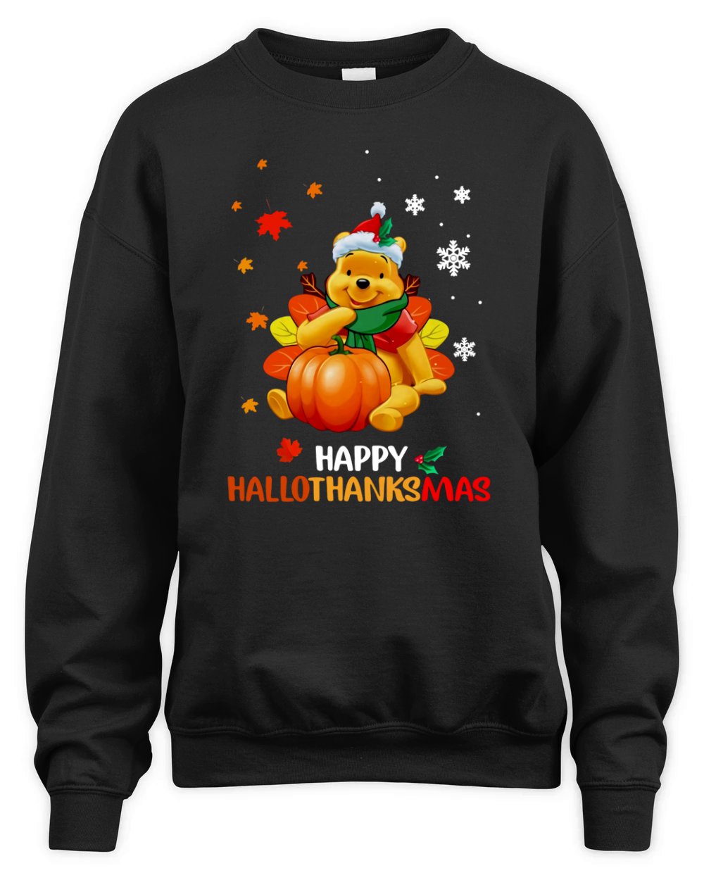 Pooh Bear happy Hallothanksmas Unisex Premium Crewneck Sweatshirt