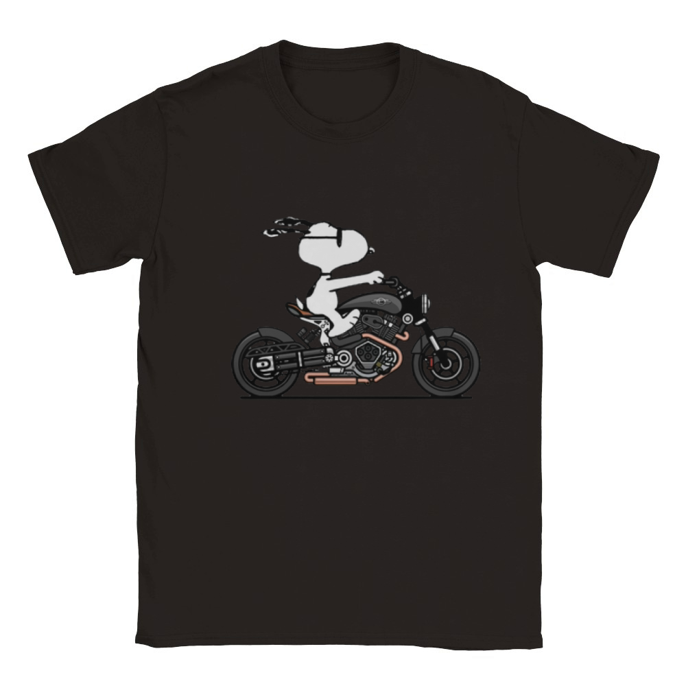 Snoopy riding motorcycle shirt Classic Kids Crewneck T-shirt